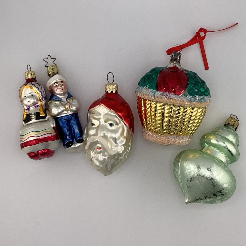 Lot of Vintage Glass Christmas Tree Ornaments - West Germany, Germany, and Czech